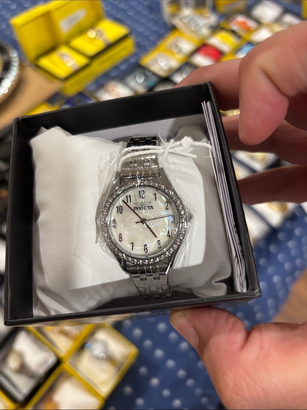 Invicta Silver Stainless Steel Watch with Mother-of-Pearl Dial